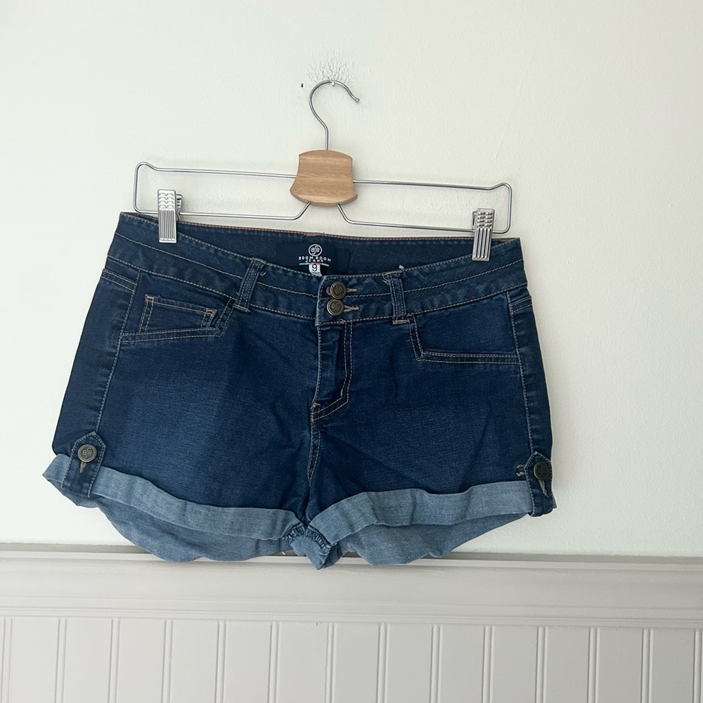 Y2K Boom Boom Jeans Dark Wash Denim Shorts Size 9 Cuffed Fly